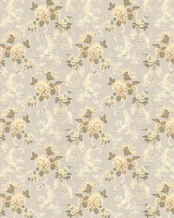 Lim & Handtryck Tapet - Hovdala blomma vit/gul