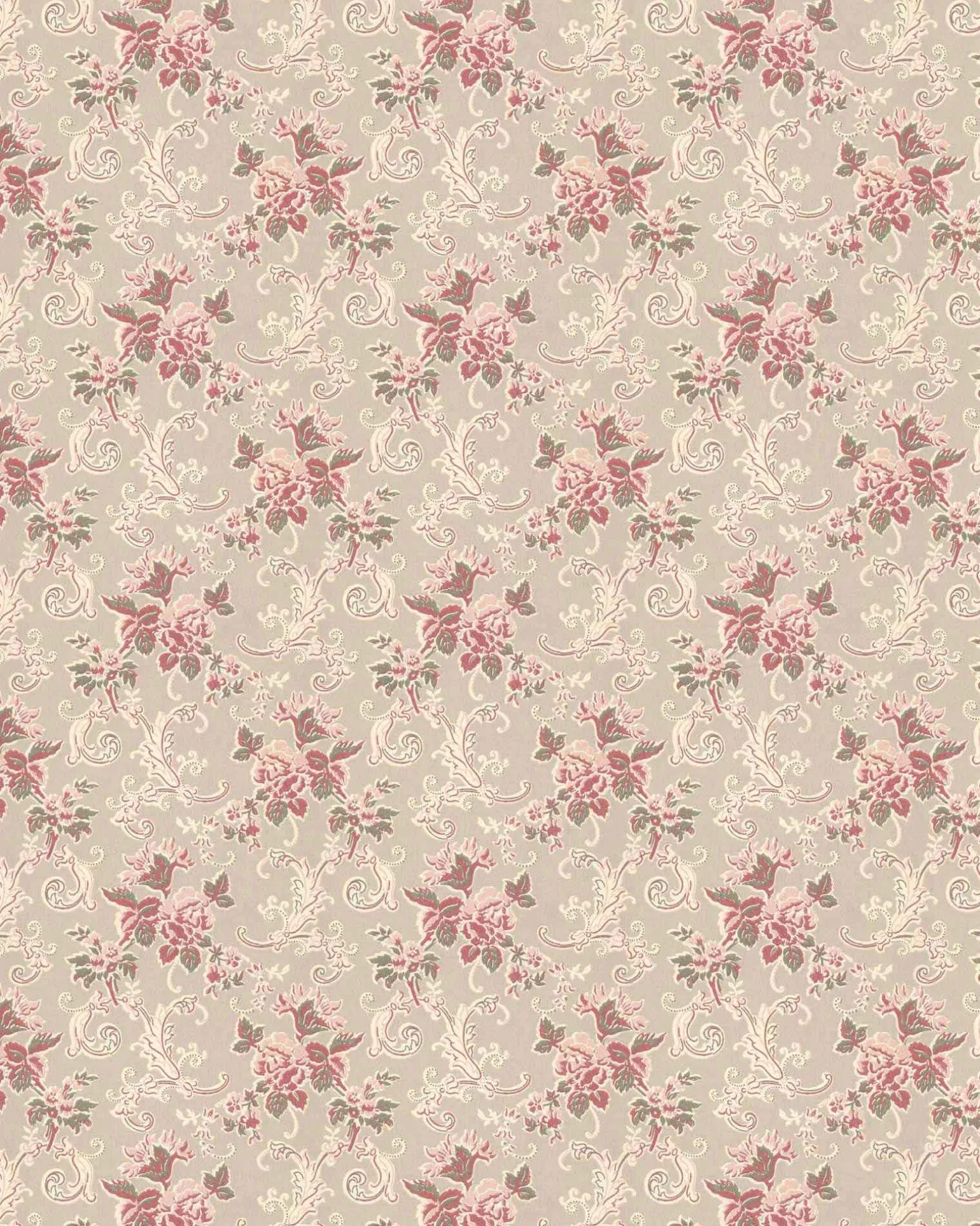 Lim & Handtryck Tapet - Hovdala blomma vit/rosa