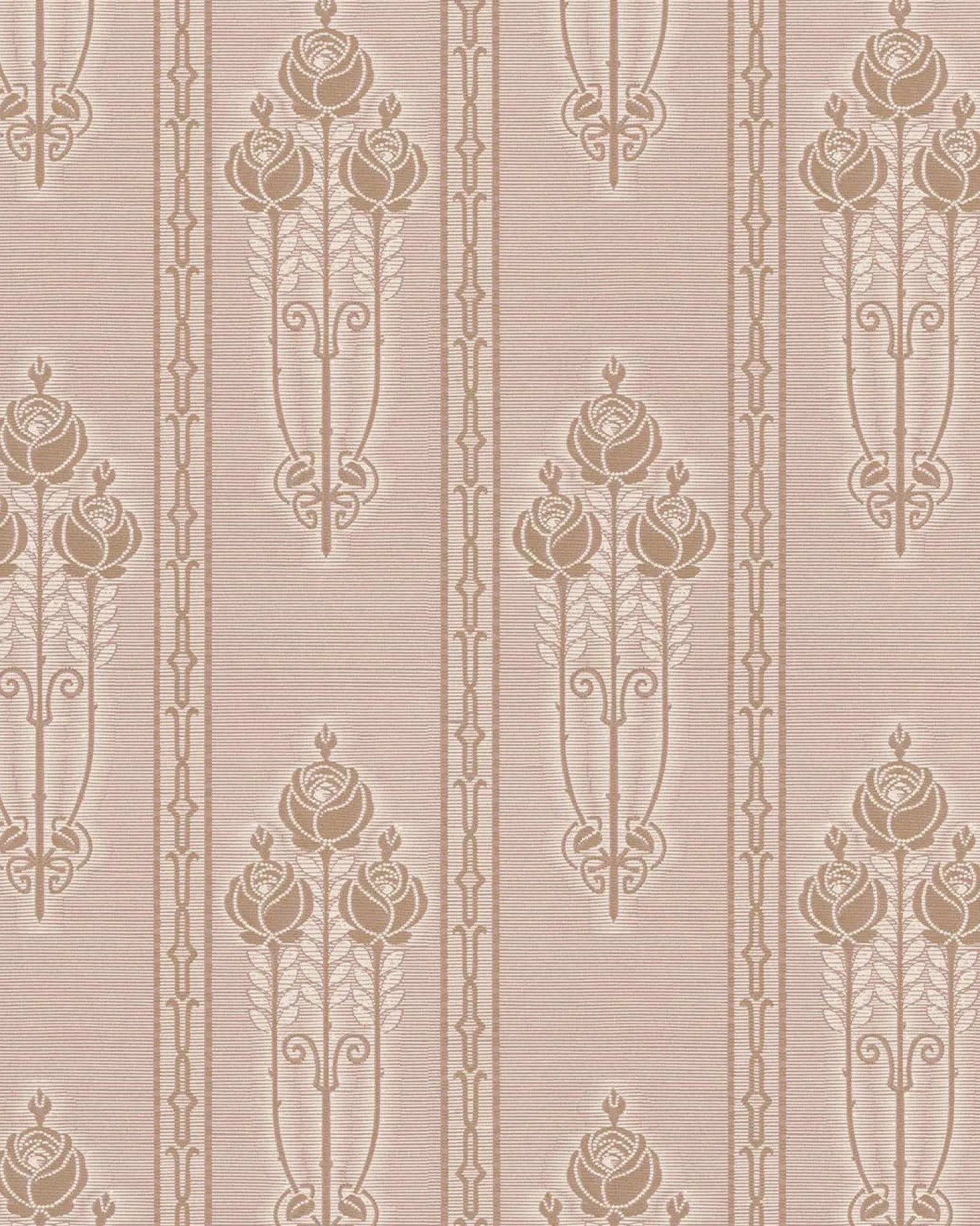 Lim & Handtryck Tapet - Jugendros beige/guld