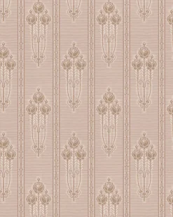 Lim & Handtryck Tapet - Jugendros beige/guld