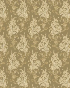 Lim & Handtryck Tapet - Liljor oliv/guld