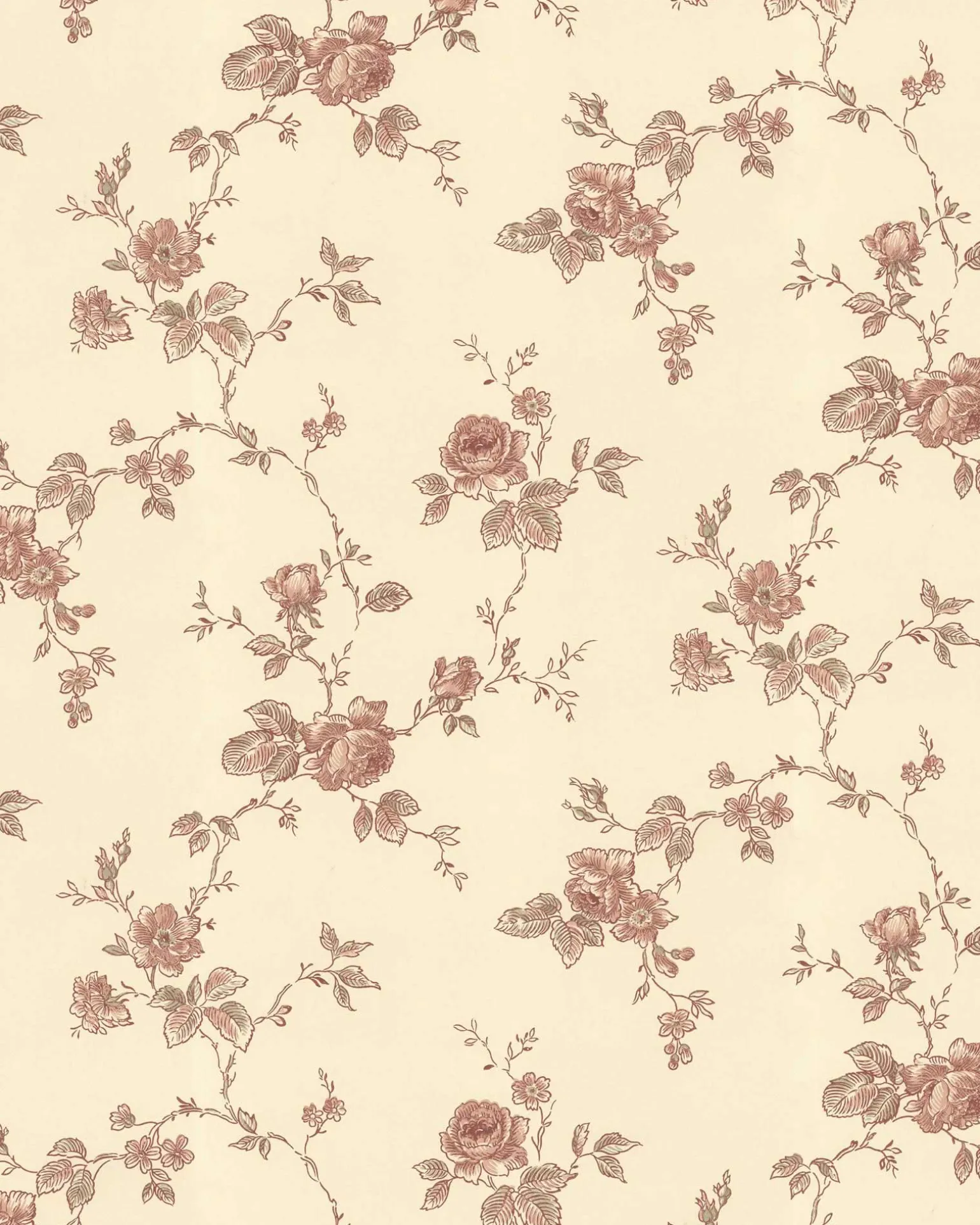 Lim & Handtryck Tapet - Rosen gul/rödbrun