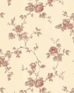 Lim & Handtryck Tapet - Rosen gul/rödbrun