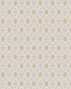 Lim & Handtryck Tapet - Skogshyddan beige/guld