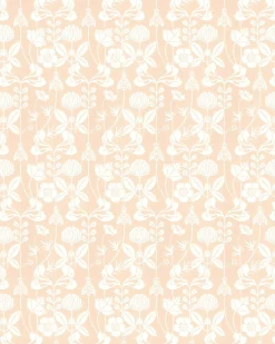Lim & Handtryck Tapet - Solsidan rosa/vit