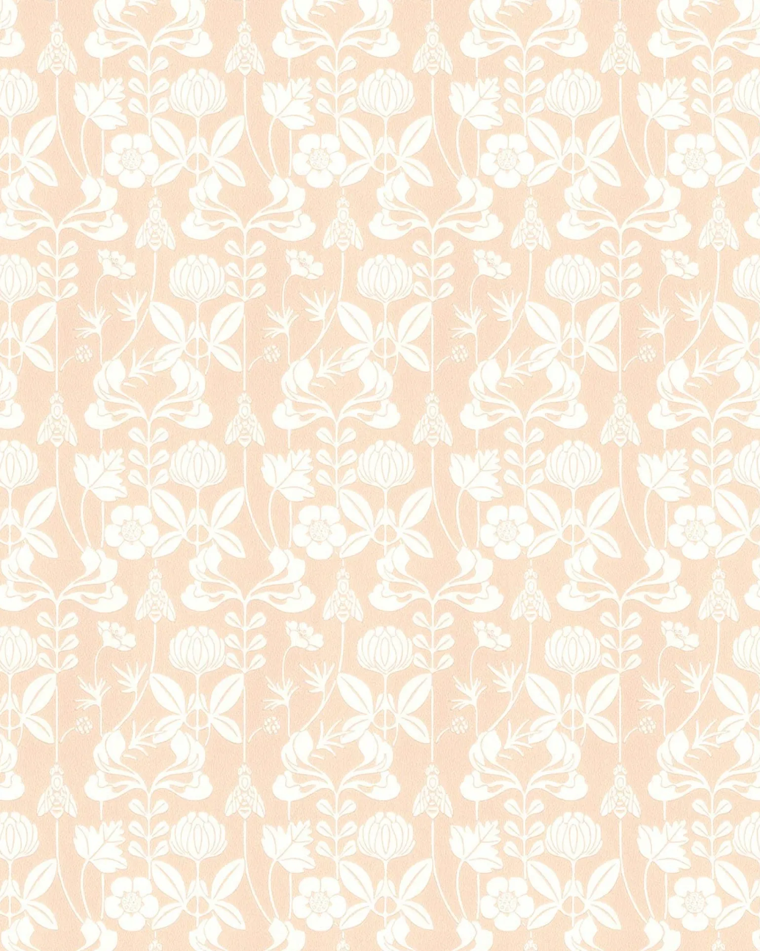 Lim & Handtryck Tapet - Solsidan rosa/vit