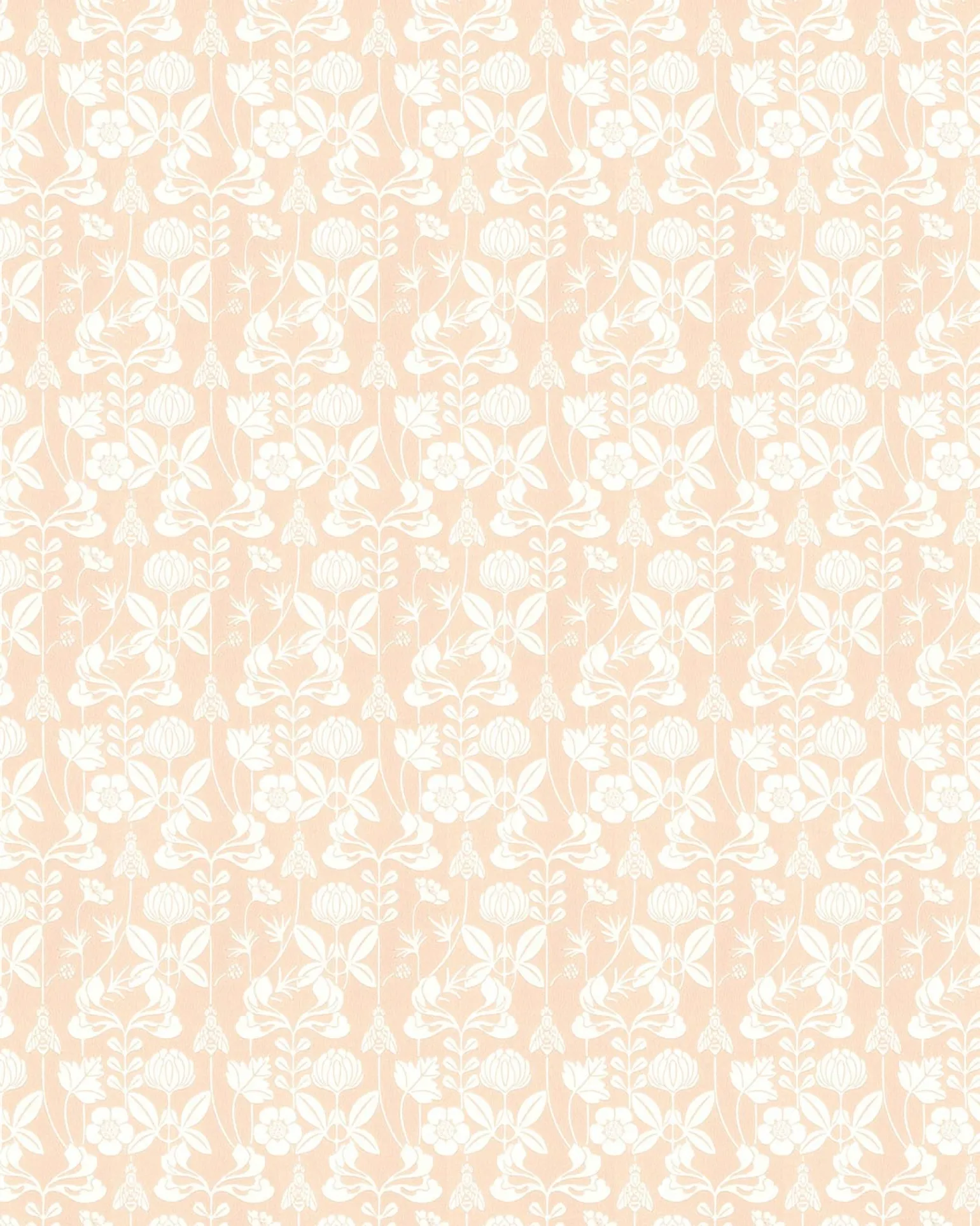 Lim & Handtryck Tapet - Solsidan rosa/vit