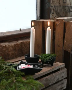 Ljusstake - Svart gjutjärn värmeljus och stearinljus