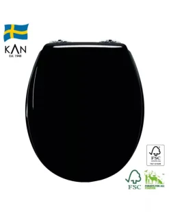 Mjukstängade toalettsits - KAN, svart/krom