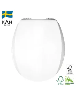 Mjukstängade toalettsits - KAN, Vit/krom