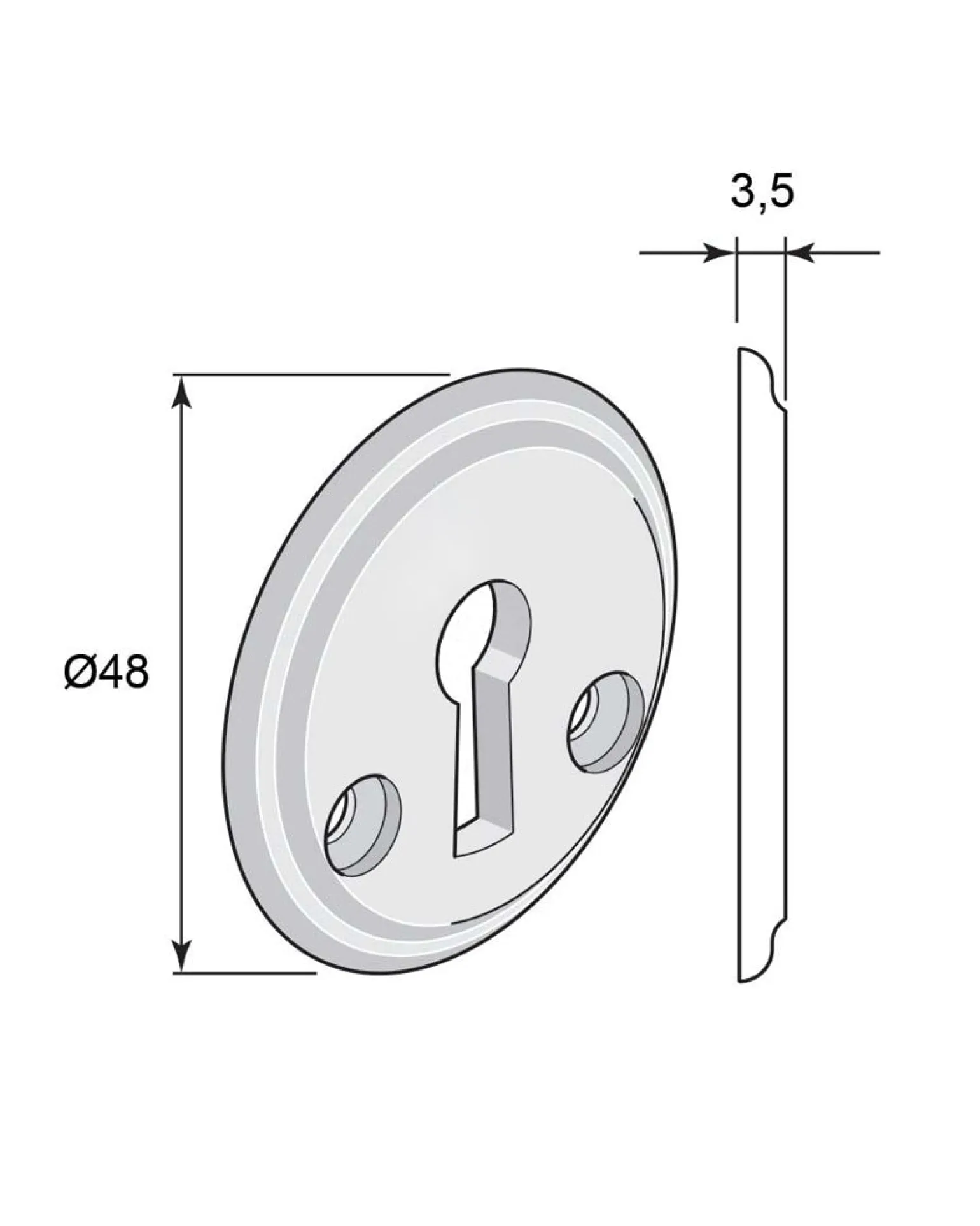 Nyckelskylt - Låsbolaget 7 nickel 48 mm