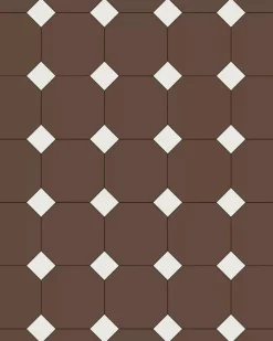 Oktagonklinker - 15 x 15 cm chokladbrun/vit