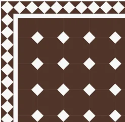 Oktagonklinker - 15 x 15 cm chokladbrun/vit