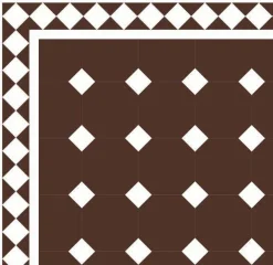 Oktagonklinker - 15 x 15 cm chokladbrun/vit