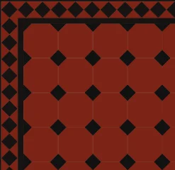 Oktagonklinker - 15 x 15 cm röd/svart