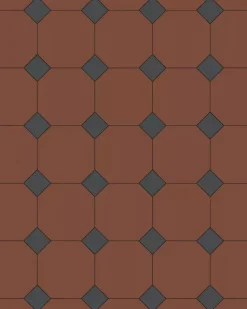 Oktagonklinker - 15 x 15 cm röd/svart
