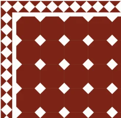 Oktagonklinker - 15 x 15 cm röd/vit