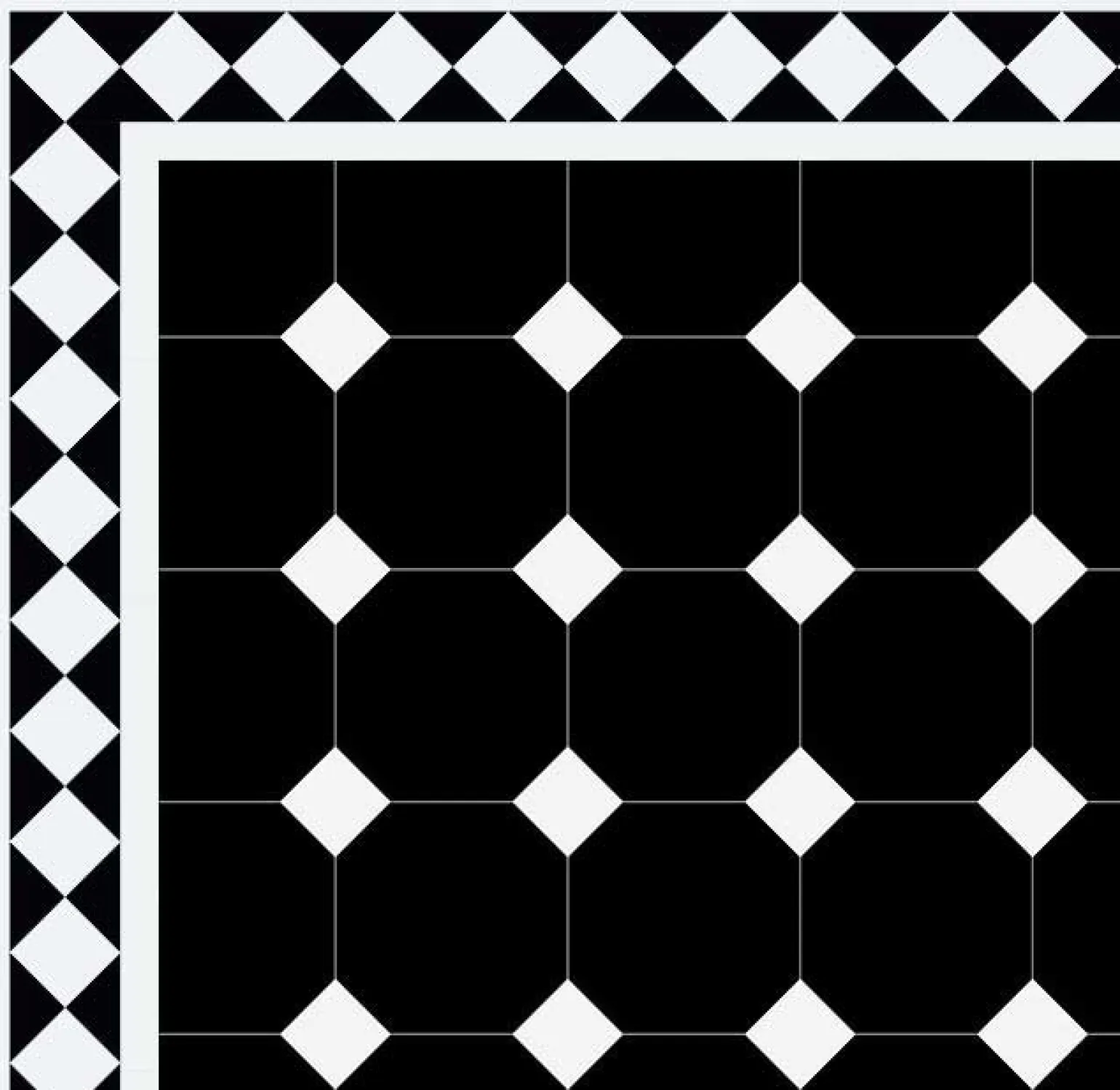 Oktagonklinker - 15 x 15 cm svart/vit