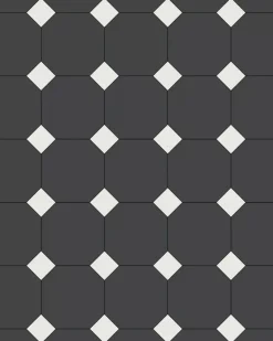 Oktagonklinker - 15 x 15 cm svart/vit