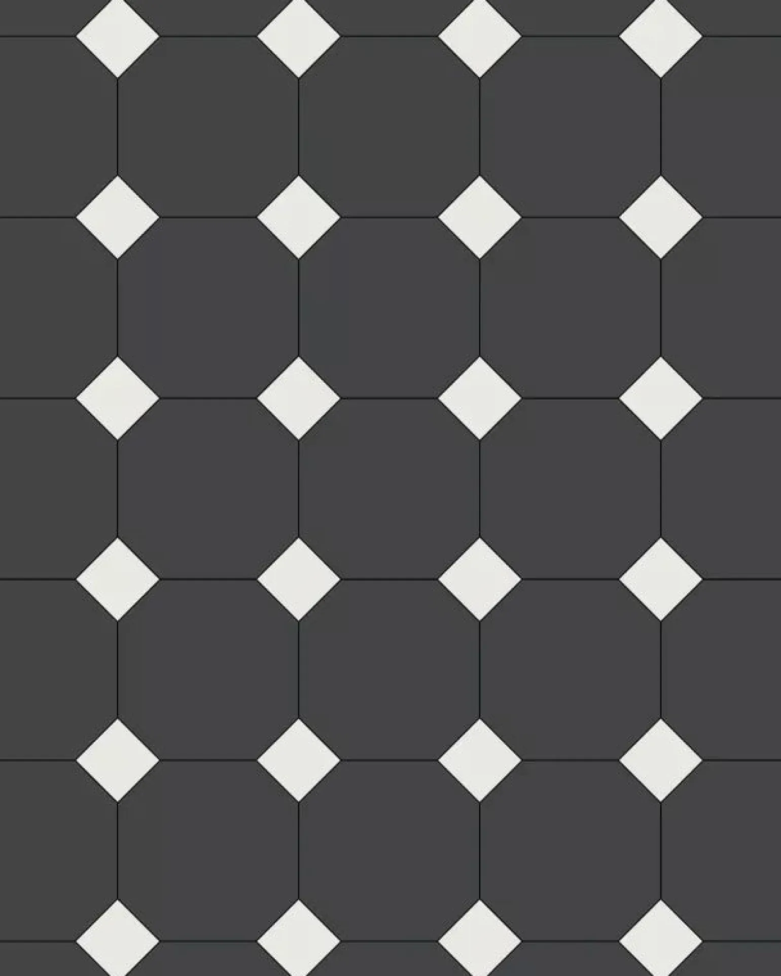 Oktagonklinker - 15 x 15 cm svart/vit