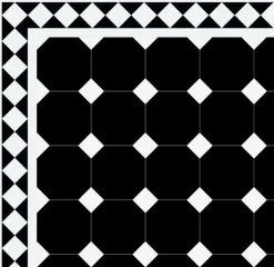 Oktagonklinker - 15 x 15 cm svart/vit