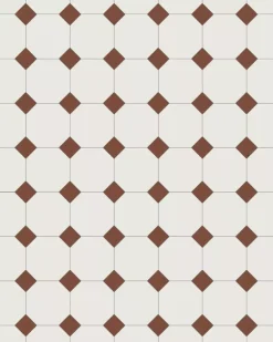 Oktagonklinker - 10 x 10 cm vit/röd