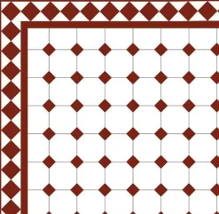 Oktagonklinker - 10 x 10 cm vit/röd