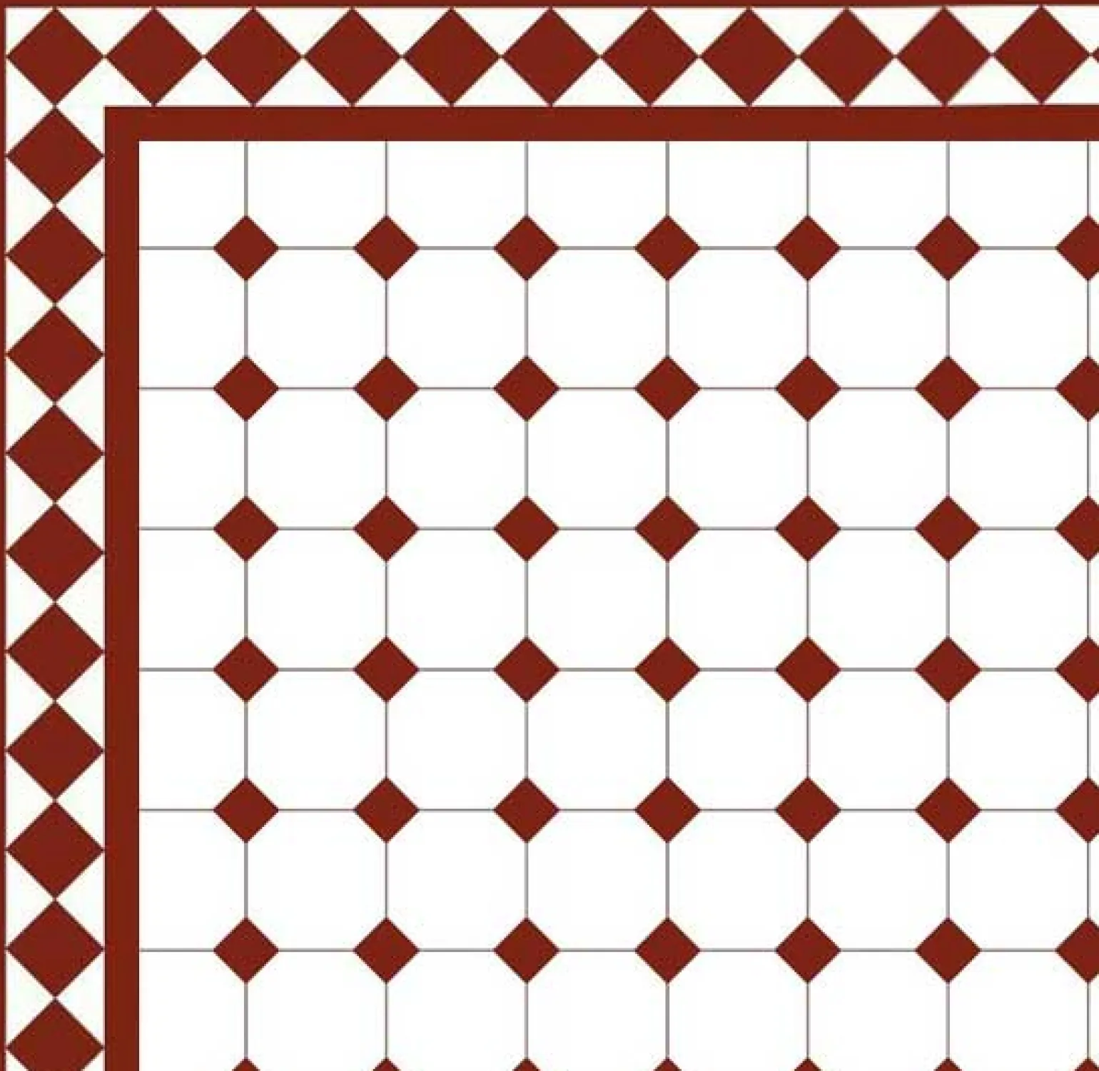 Oktagonklinker - 10 x 10 cm vit/röd