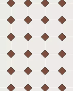 Oktagonklinker - 15 x 15 cm vit/röd