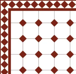 Oktagonklinker - 15 x 15 cm vit/röd