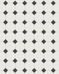 Oktagonklinker - 10 x 10 cm vit/svart