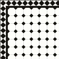 Oktagonklinker - 10 x 10 cm vit/svart
