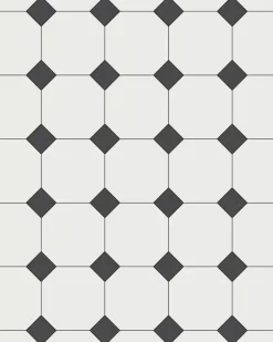 Oktagonklinker - 15 x 15 cm vit/svart