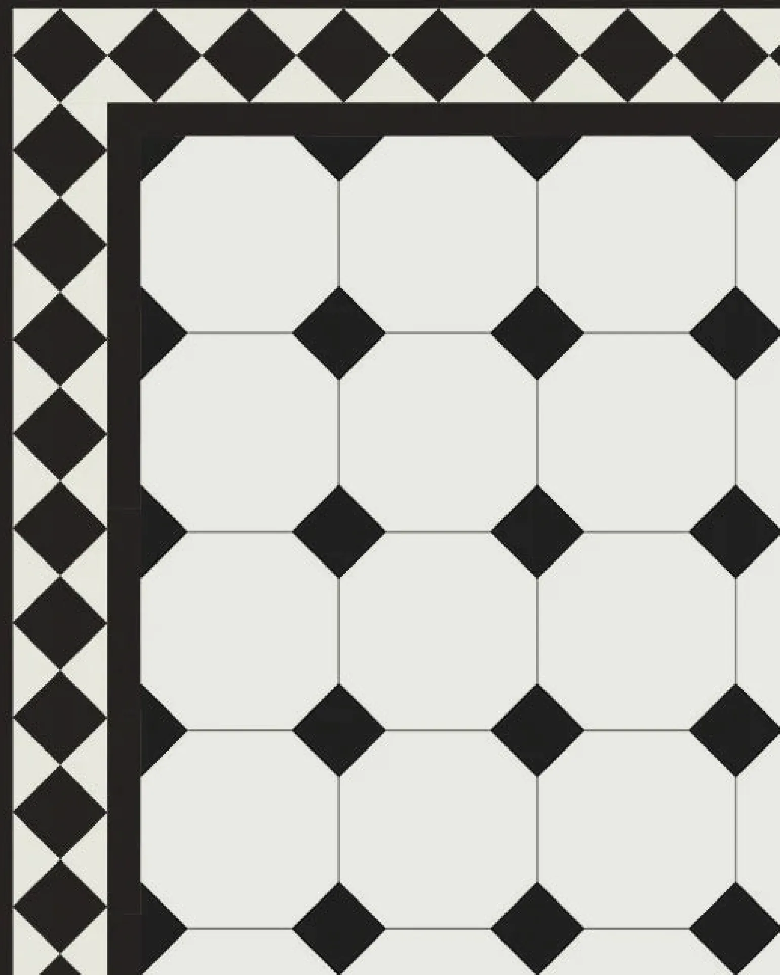 Oktagonklinker - 15 x 15 cm vit/svart