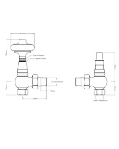 Radiatorventil termostat - Kensington mässing/trä