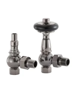 Radiatorventil termostat - Kensington svart nickel/trä