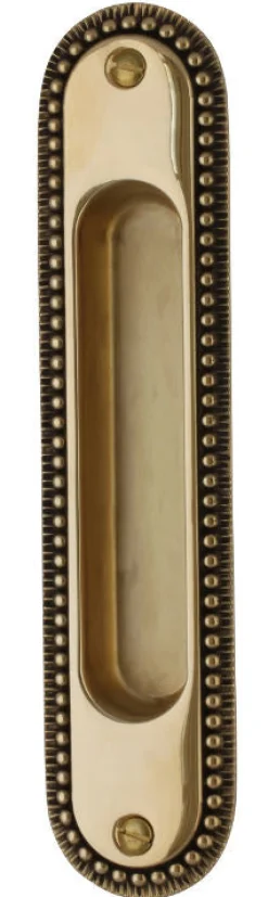 Skjutdörrshandtag - Sekelskifte mässing 158x36 mm