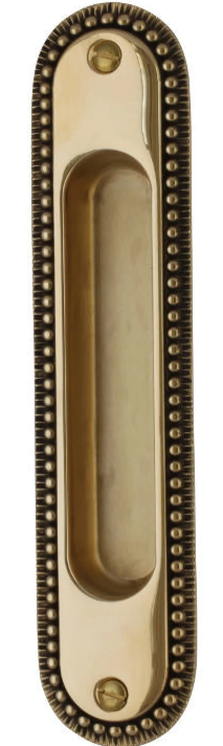 Skjutdörrshandtag - Sekelskifte mässing 158x36 mm