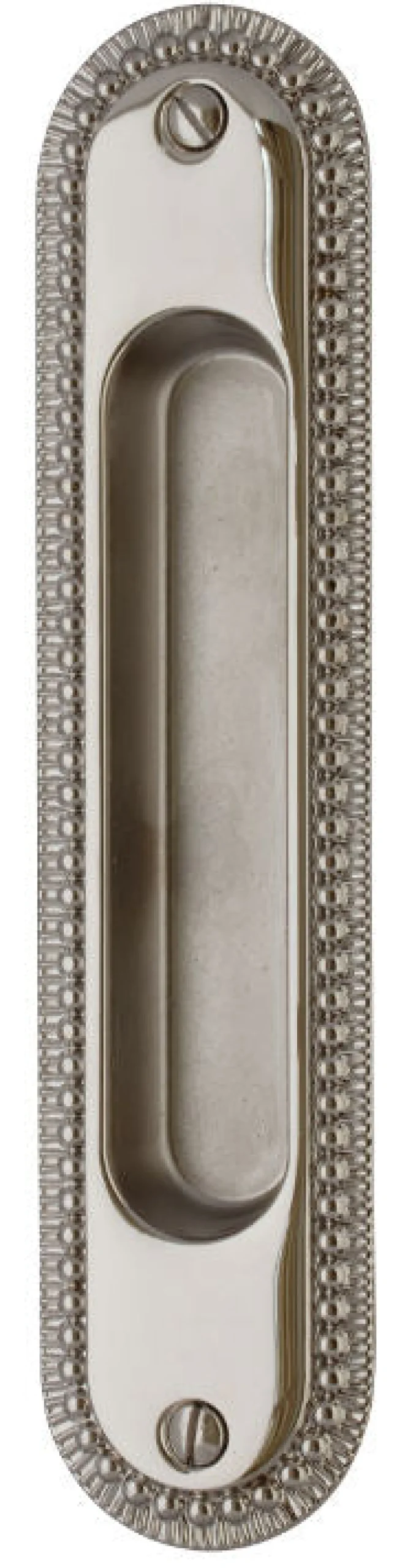 Skjutdörrshandtag - Sekelskifte nickel 158x36 mm