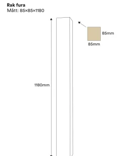 Stolpe - Rak pelare 85 x 85 x 1180 mm furu