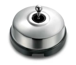 Strömbrytare - Krom/svart porslin - Trappströmbrytare - med kulohål