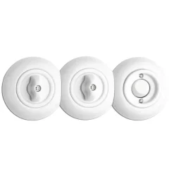 Strömbrytare rund vitt porslin - Tryckdimmer