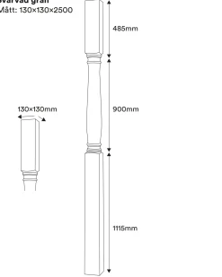 Svarvad pelare - Gran 2500 x 130 mm