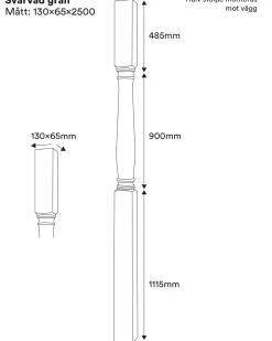 Svarvad pelare - Halvstolpe 2500 x 130 mm