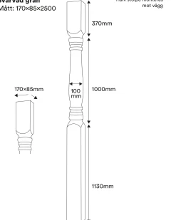 Svarvad pelare - Halvstolpe 2500 x 170 mm