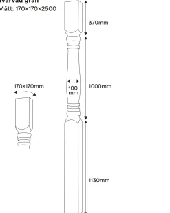 Svarvad pelare - Stolpe gran 2500 x 170 mm