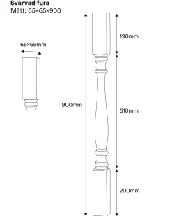 Svarvad stolpe - Furu 900 x 65 mm