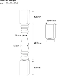 Svarvad stolpe - Furu 500 x 65 mm