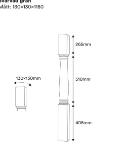 Svarvad stolpe - Gran 1180 x 130 mm