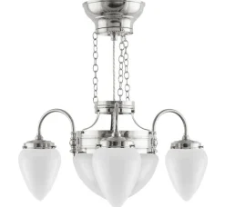Takkrona - Trearmad ringkrona nickel, opalvitt glas